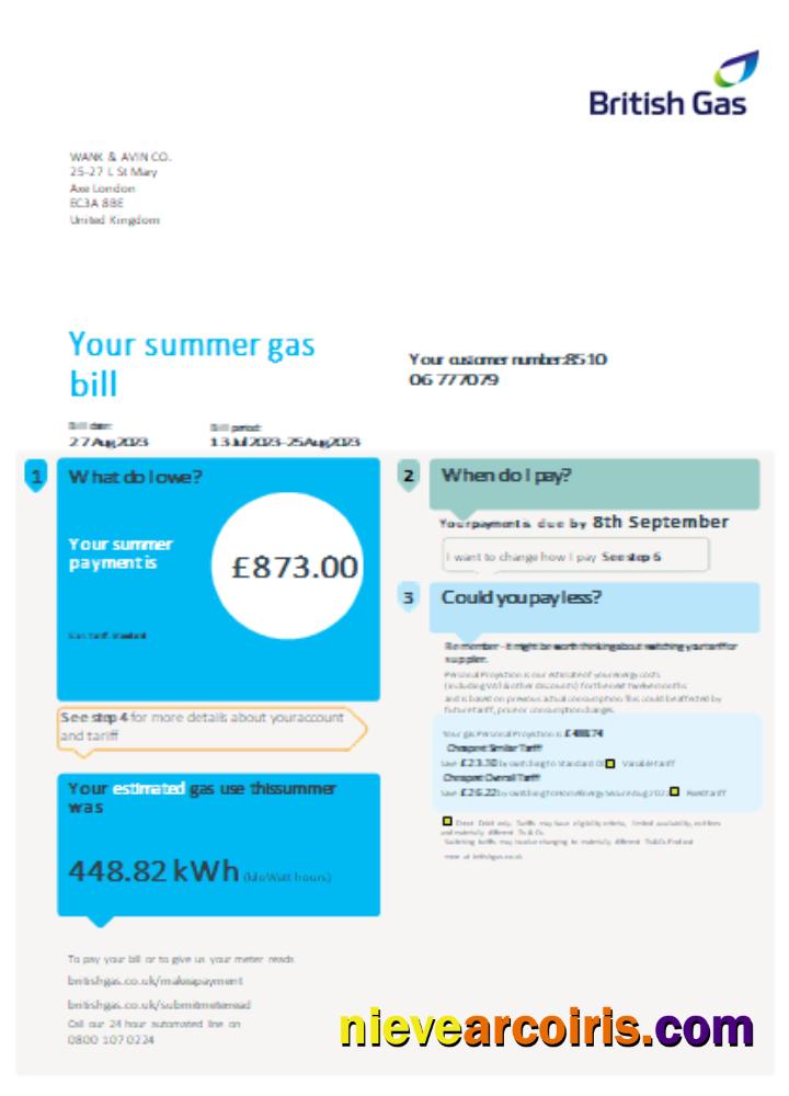 British gas utility business bill,, page 1